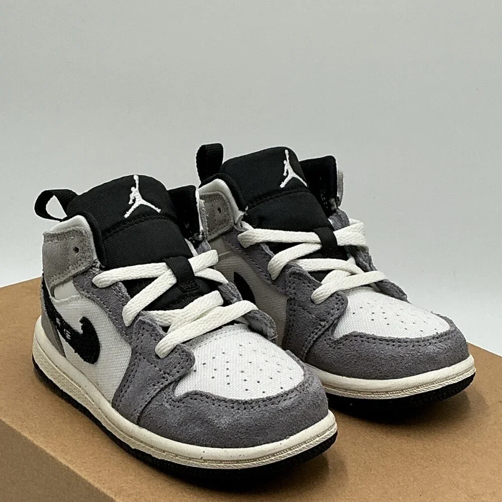 Nike Air Jordan 1 Mid SE Sneakers Toddler 8 Gray White Lifestyle Shoes Ebay4435